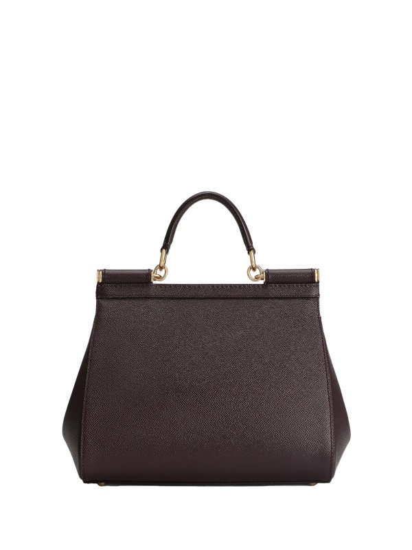 Borsa a mano in pelle di vitello marrone