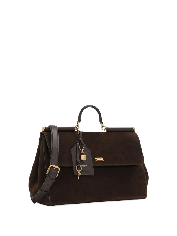 Borsa a mano in pelle di vitello nero