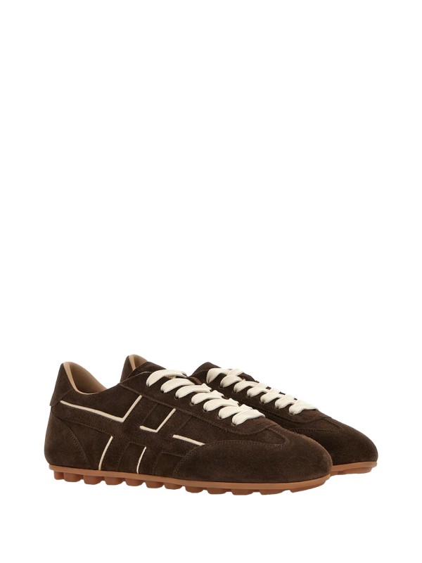 Sneakers in pelle scamosciata marrone