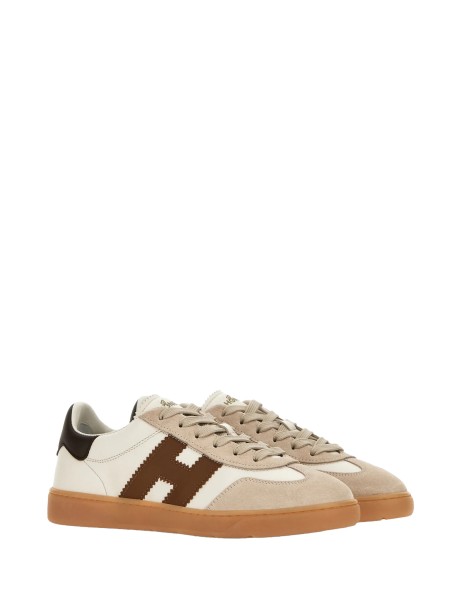 Sneakers in pelle scamosciata avorio beige e marrone 2