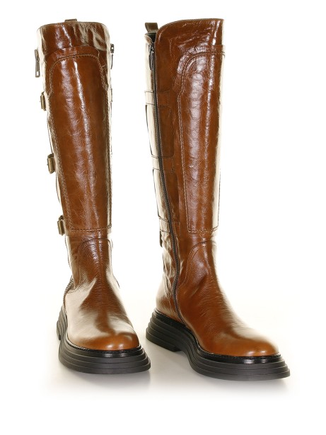 Dakota leather boot with buckles and zip 2