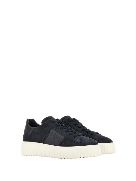 Sneakers in pelle liscia nera