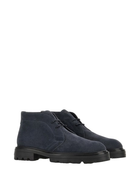 Blue suede ankle boots
