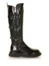 Dakota leather boot with buckles and zip