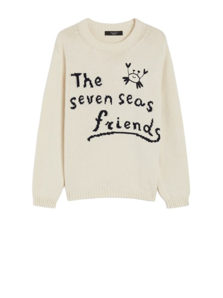 Maglia in misto cotone avorio
