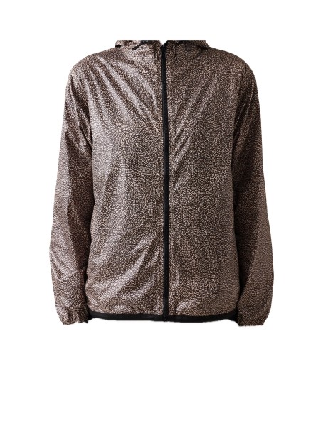Giacca antivento marrone in tessuto reciclato OP