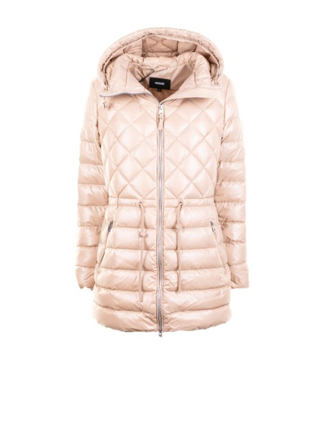 Giubbino donna light camel trapuntato con zip e cappuccio