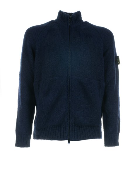 Maglia uomo blu navy con zip e patch logo Maglia uomo blu navy con zip e patch logo