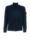 Maglia uomo blu navy con zip e patch logo