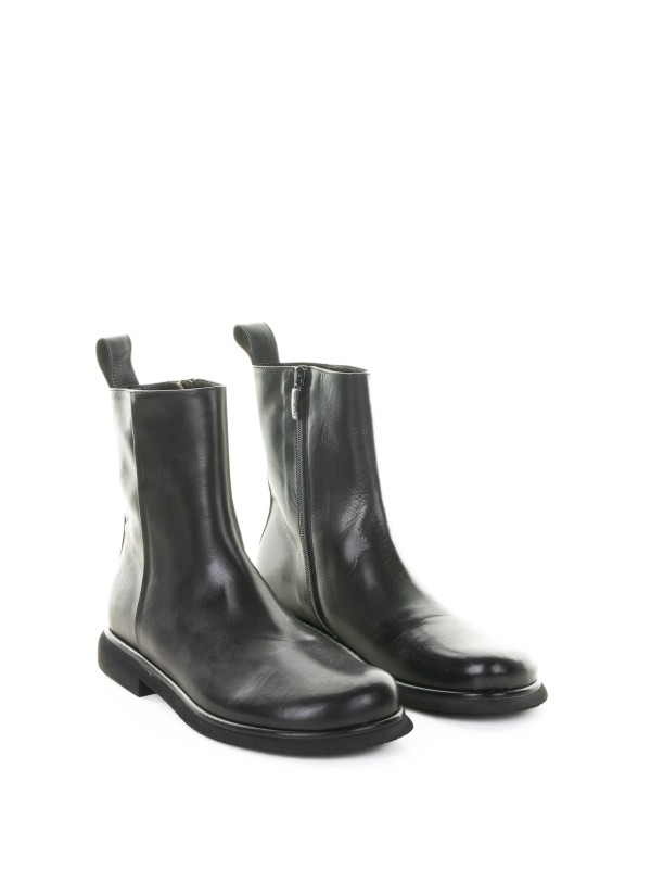 Black Leather Ankle Boot with Zip