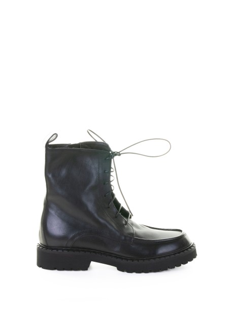 Black Leather Ankle Boot with Laces