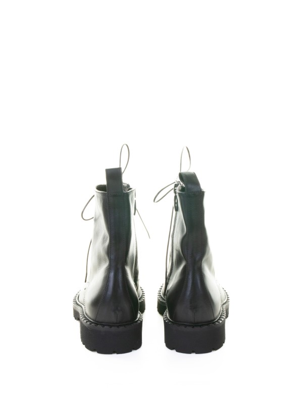 Black Leather Ankle Boot with Laces