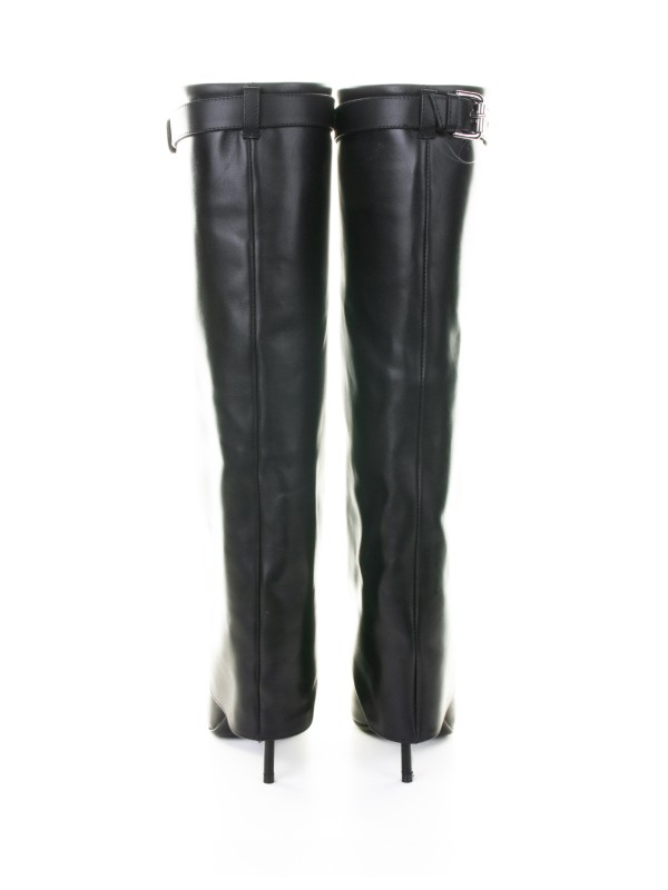 Stivale nero risvoltato in pelle di vitello