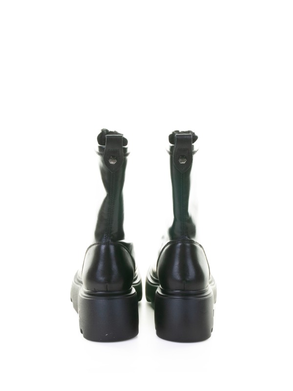 Biker nero platform in pelle