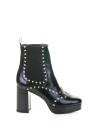 Stivaletto nero in pelle con tacco