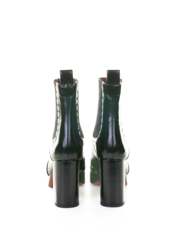 Black Leather Ankle Boot with Heel