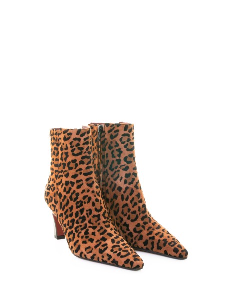 leopard suede ankle boot with heel 2