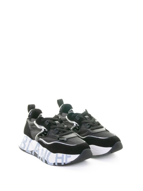 Sneaker in tessuto tecnico e suede con impunture a contrasto