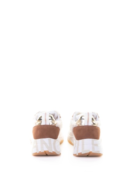 Sneaker in tessuto tecnico e suede con impunture a contrasto