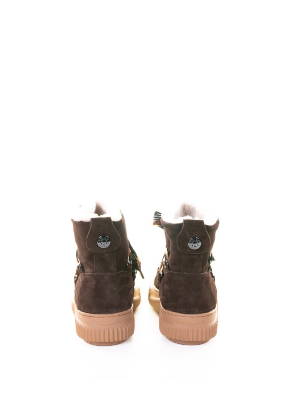 Stivaletto in suede con bordo in tessuto sintetico