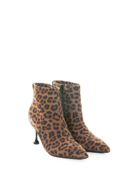 Stivaletto alla caviglia in suede maculato con zip posteriore