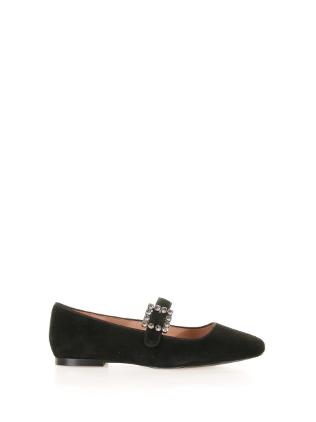 Ballerina in suede con cinturno e strass