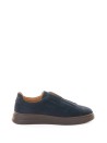 Navy blue suede slip-on sneaker