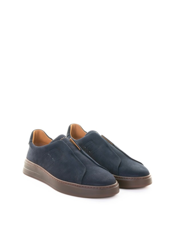 Sneaker slip on blu navy in suede
