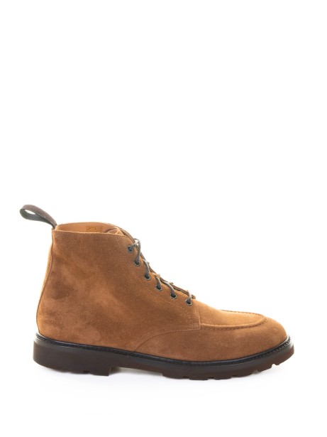 Stivaletto cuoio con lacci in suede