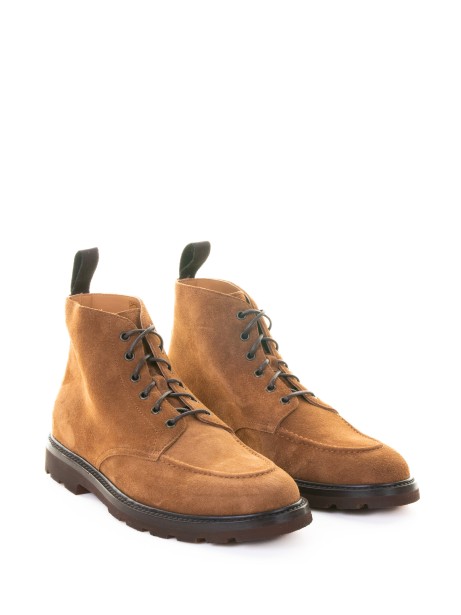 Stivaletto cuoio con lacci in suede