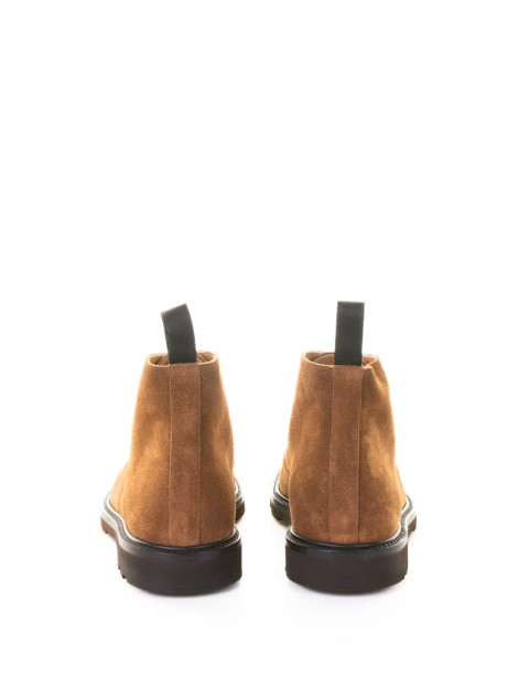 Stivaletto cuoio con lacci in suede