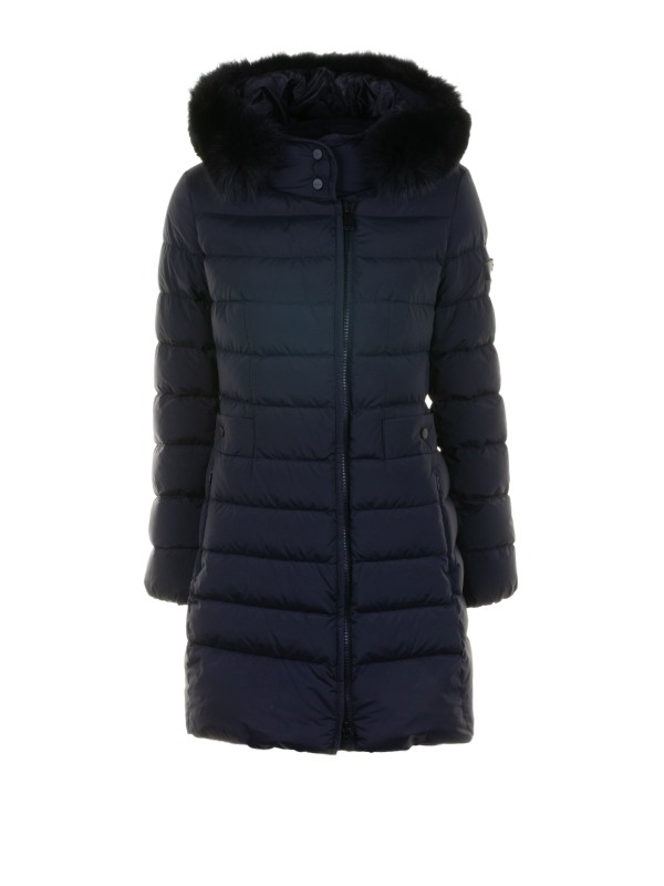 Piumino lungo donna grigio trapuntato con