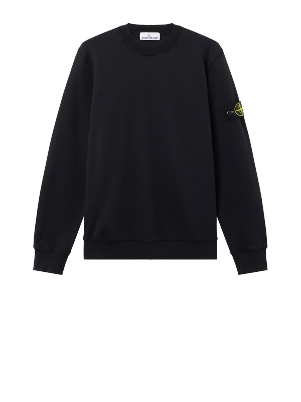 Felpa girocollo nera uomo con patch logo