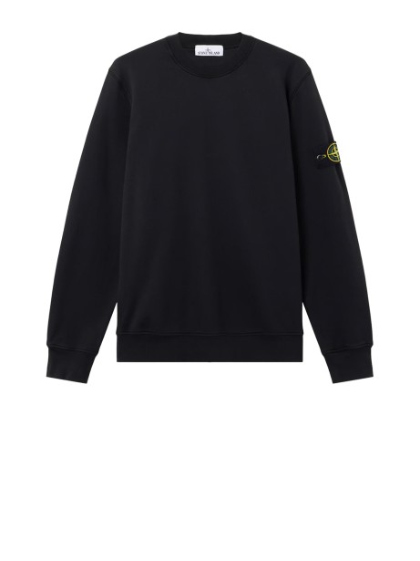 Felpa girocollo nera uomo con patch logo