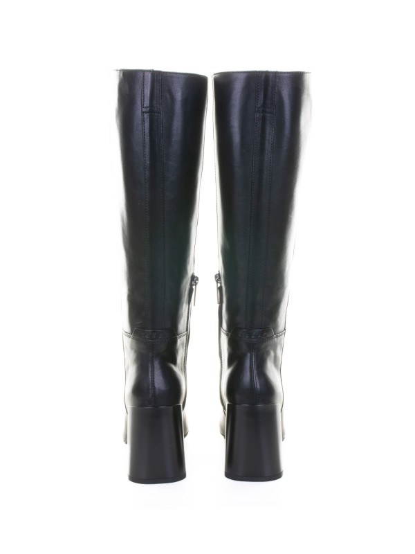 Black Leather Heeled Boot