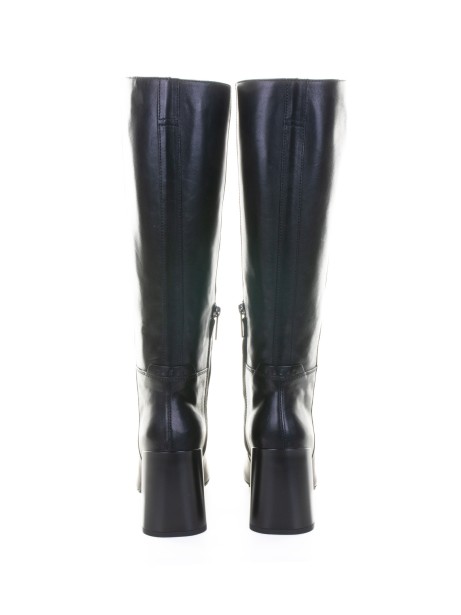 Black Leather Heeled Boot