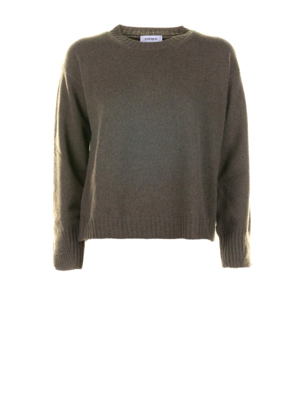 Maglia girocollo donna verde militare Maglia girocollo donna verde militare