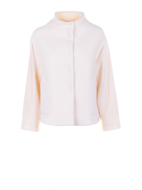 Giubbino bianco donna in panno di maglia