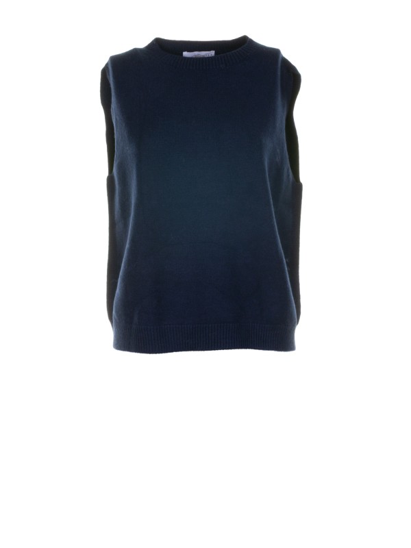 Gilet blu girocollo