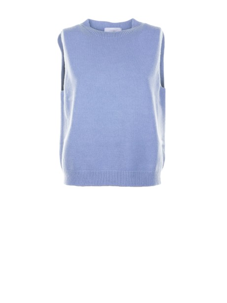 Gilet azzurro girocollo