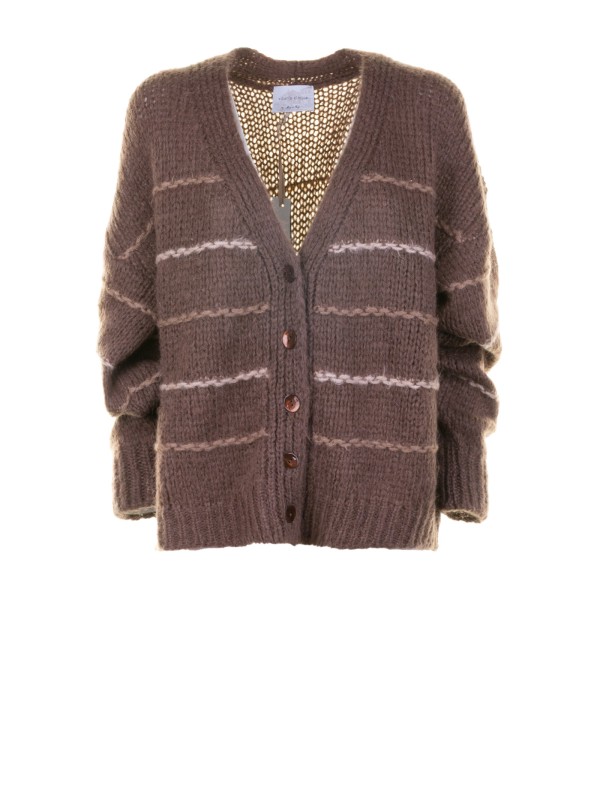 Cardigan marrone a righe Cardigan marrone a righe