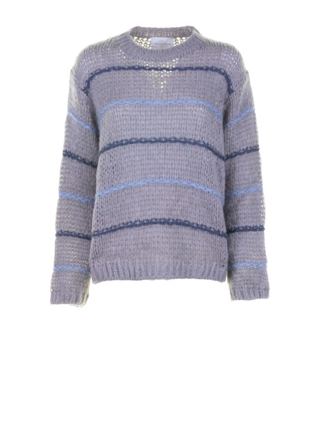 Maglia girocollo a righe in mohair