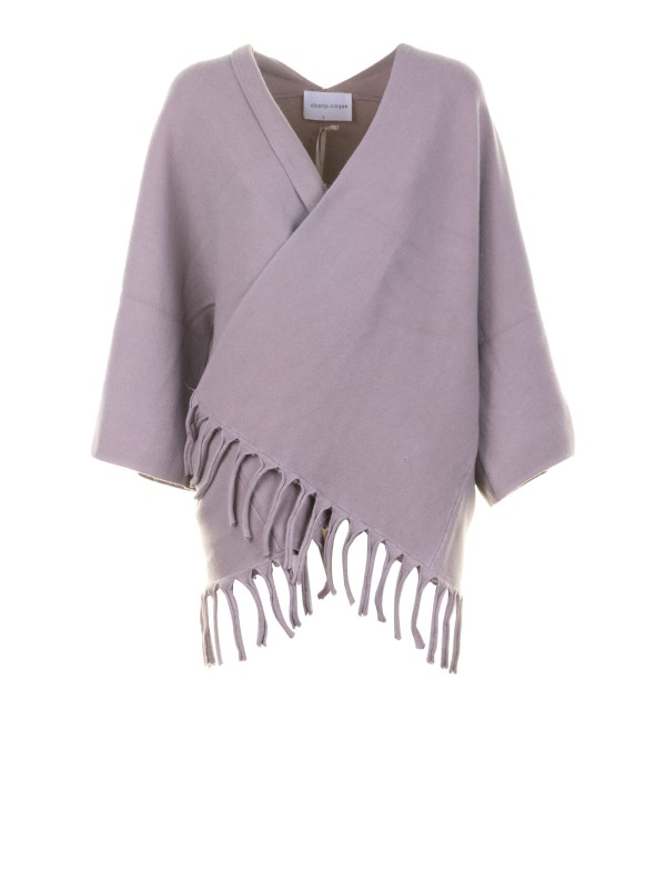 Cardigan tortora con frange