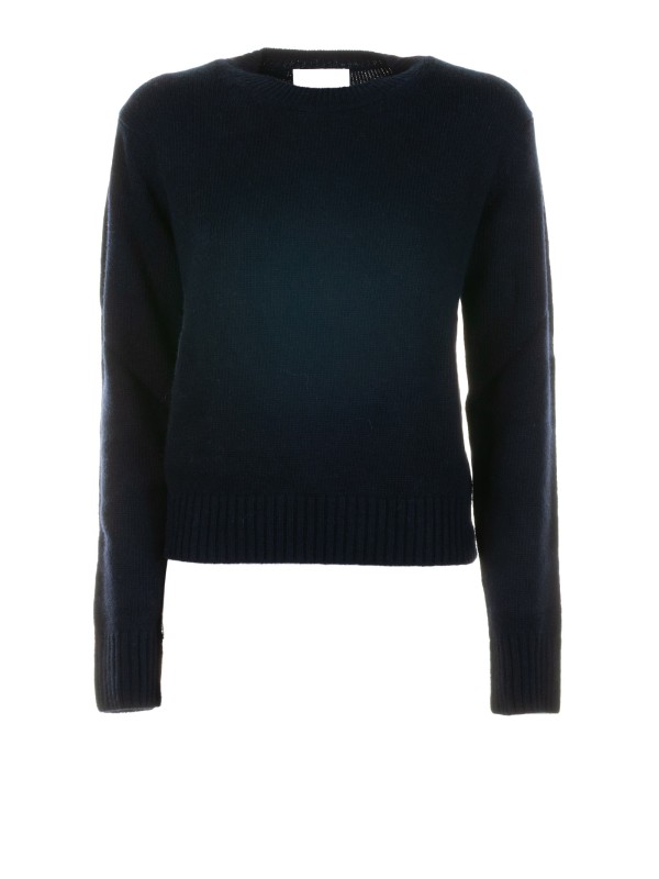 Maglia girocollo blu in misto cachemire Maglia girocollo blu in misto cachemire