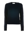 Maglia girocollo blu in misto cachemire