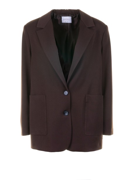 Giacca monopetto marrone in flanella stretch
