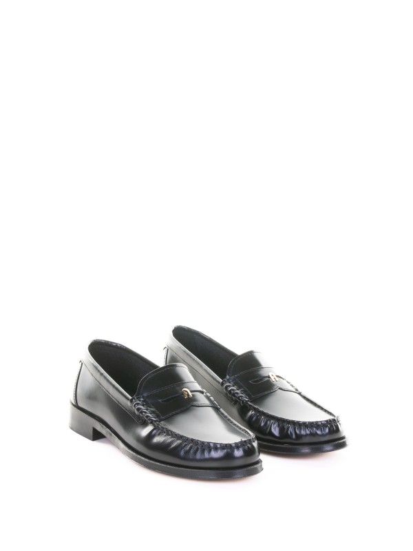 Mocassino nero in pelle donna