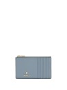 Portacarte celeste in pelle