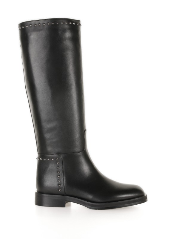 Stivale Doris in pelle con zip e mini borchie