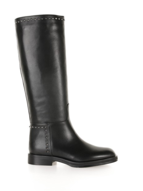 Stivale Doris in pelle con zip e mini borchie